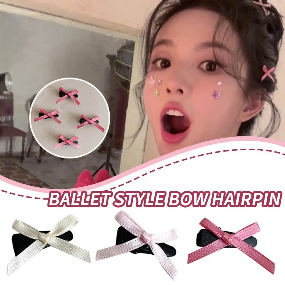 

2PCS Mini Sweet Bow Hairpin Ballet Ribbon Bowknot Hair Accessories Lolita Women Headwear Girls Gentle Cute Hair Clip T6C3