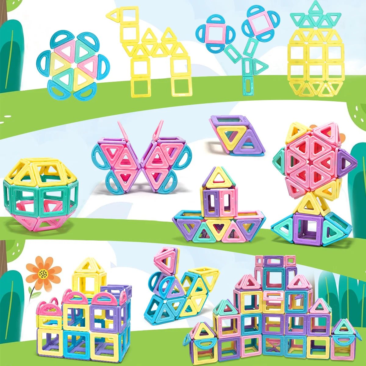 Medium Macaron 3D Magnetic Toys，Building Blocks for Kids,Educational Sensory Building Magneticfor toy,Birthday Gift Stacking toy