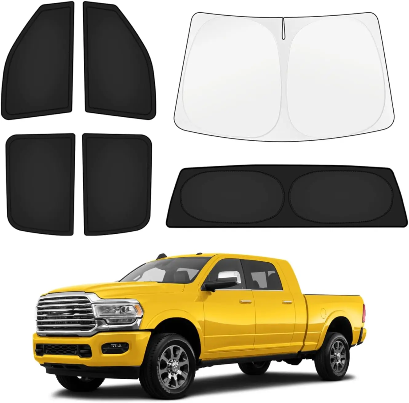 

Комплект солнцезащитных шторок для боковых окон Dodge RAM 2500/3500 2010-2025: защита от УФ-лучей, конфиденциальность, затемнение для кемпинга