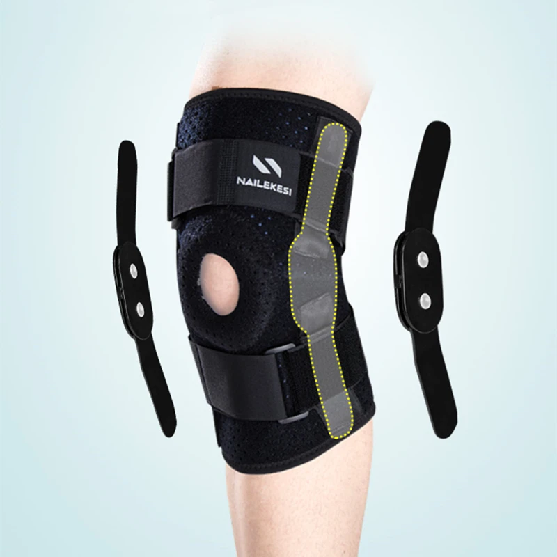 1Pcs Hinged Knee Support Brace Adjustable Compression Knee Pad Protector Open Patella Knee Wrap Stabilizer for Joint Pain Relief