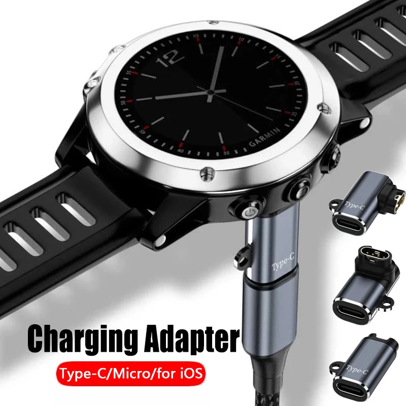 Watch Charging Converter Female to 4pin Charger Adapter For Garmin Fenix 7/7S/7X/6/5 Forerunner 745 955 945 Type C/Micro USB/ios