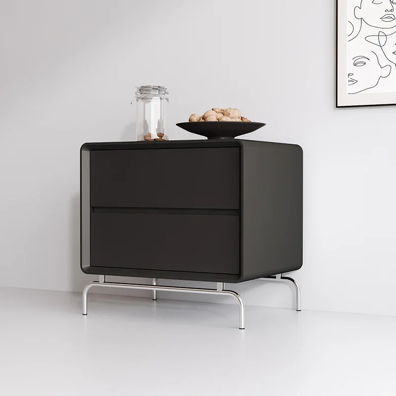 black creative bedroom bedside table, light luxury and high-end master small side few  cabinets