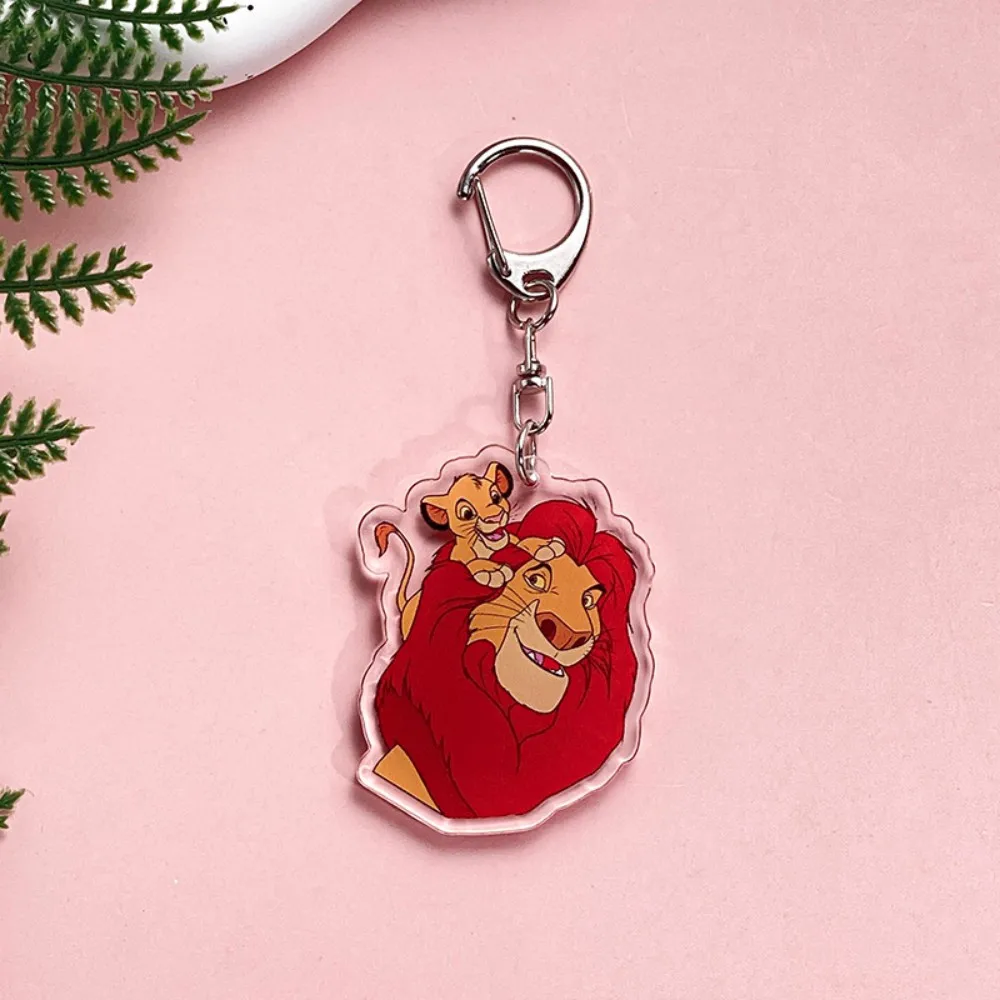 ديزني الأسد الملك أنيمي سلسلة مفاتيح مصنوعة من الأكريليك المساعدون الكرتون سيمبا موفاسا حقيبة قلادة لطيف سحر كيرينغ أصدقاء المشجعين هدية