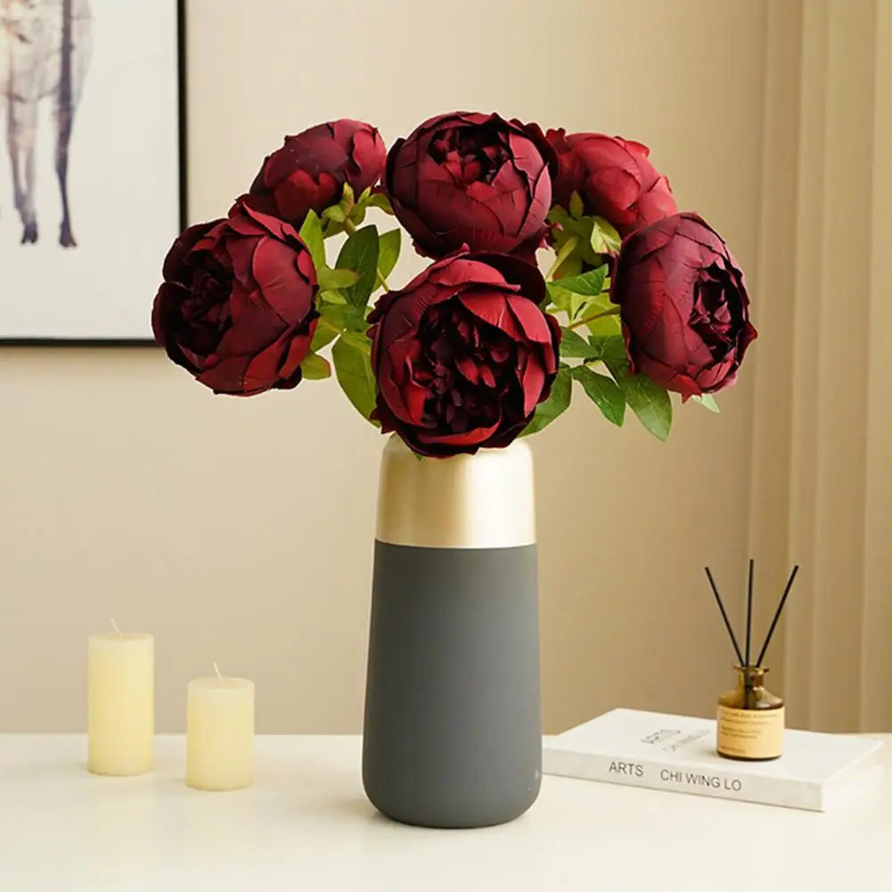 Realistic Fake Peony Vivid Non-fading No Watering DIY Anti-fall Table Centerpieces Faux Silk Artificial Flower Home Wedding Deco