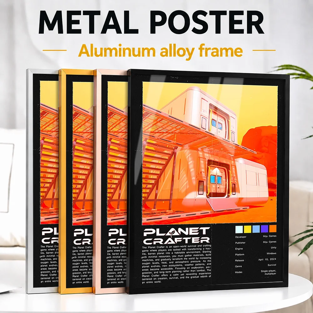 The Planet Crafter Game Metal Poster With Aluminum Alloy Frame Personalized Photo Deep Space Style Wall Art For Science Room