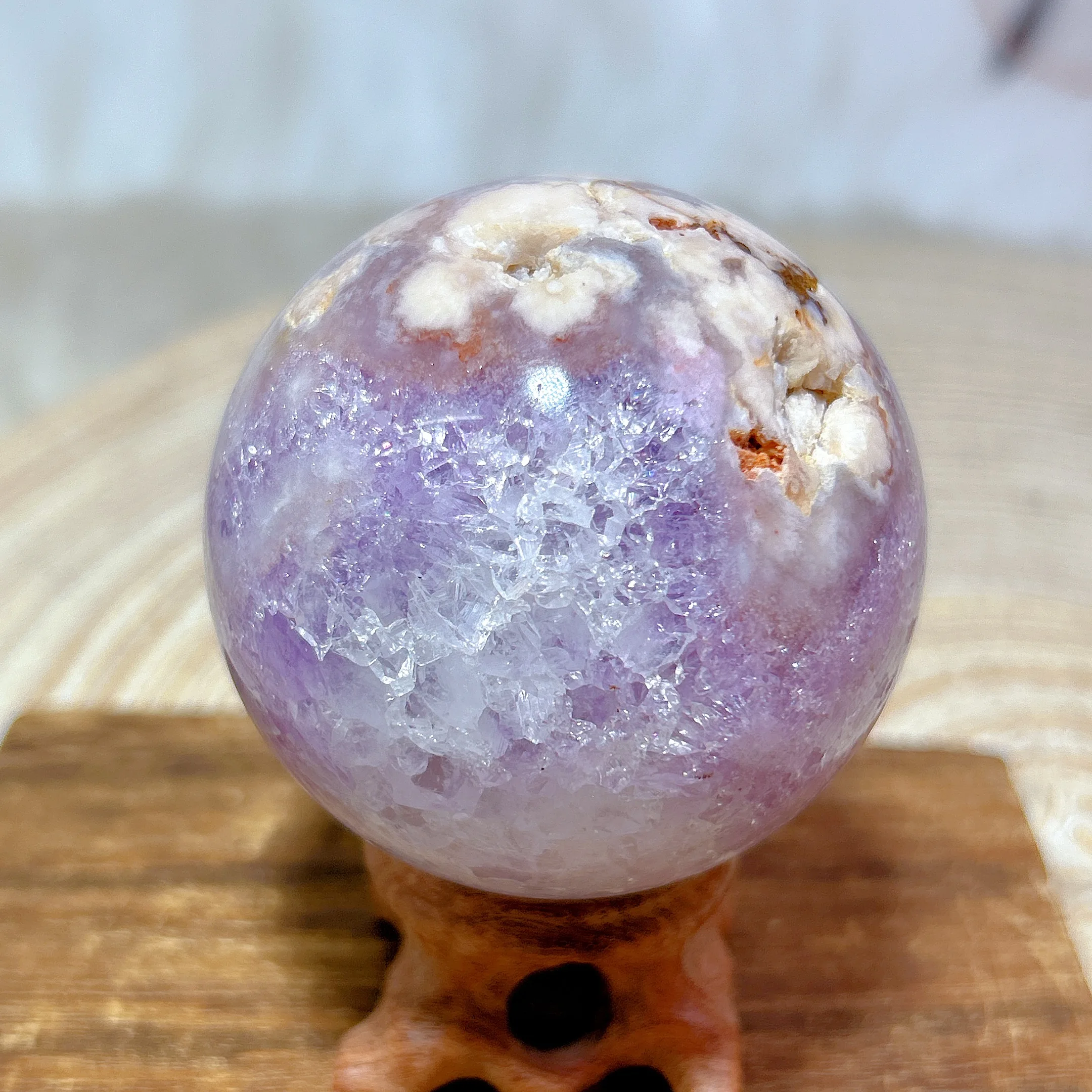 

Natural Crystals Pink Amethyst Flower Agate With Pyrite Sphere Geode Druzy High Quality Healing Home Decorations Room Decor