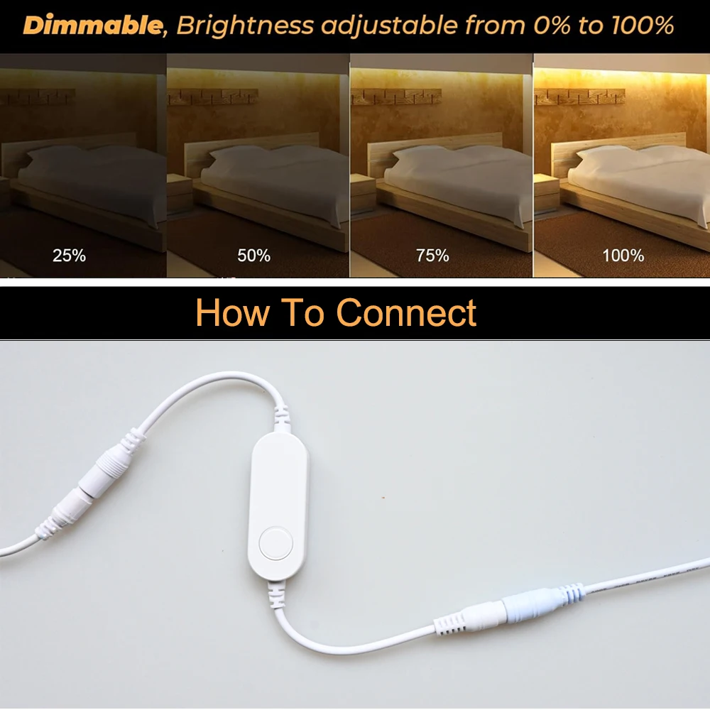 Tuya Smart Life WiFi COB LED Strip 12V 1m 2m 3m 4m 5m Warm White Flexible Dimmable Light 3000K-6500K for Alexa Google Assistant