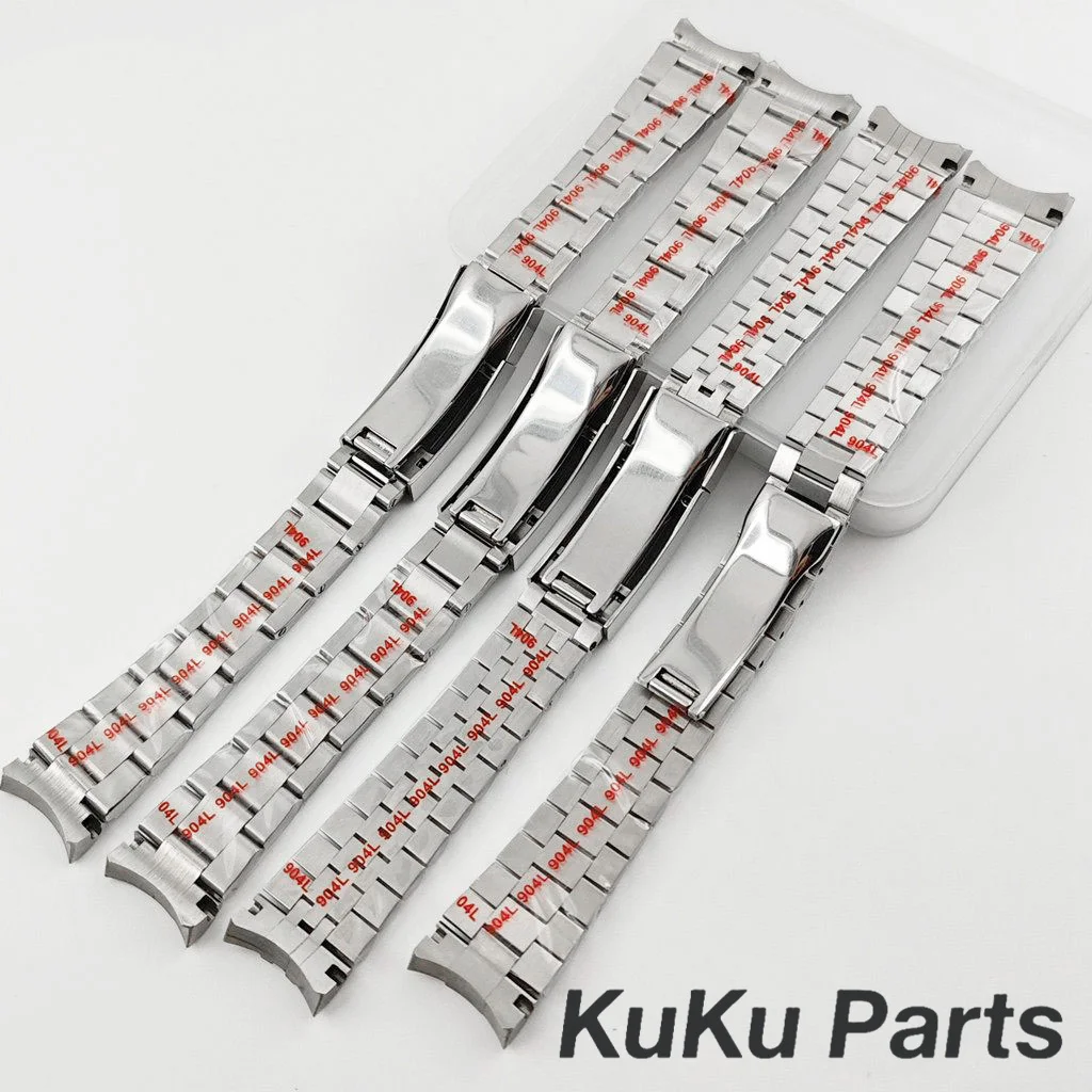 20MM Width Silver Jubilee Presidential Bracelet 904L Stainless Steel Glide Lock Clasp Wristband for Sub Log NH34 NH35 Watch Case image 3