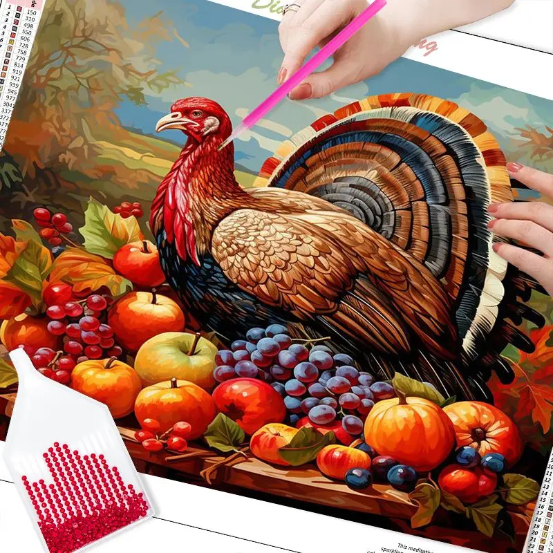 

GATYZTORY 5D Diamond Painting Turkey Fruit Diamond Mosaic Embroidery Animal Hobby And Needlework Decoration For Home