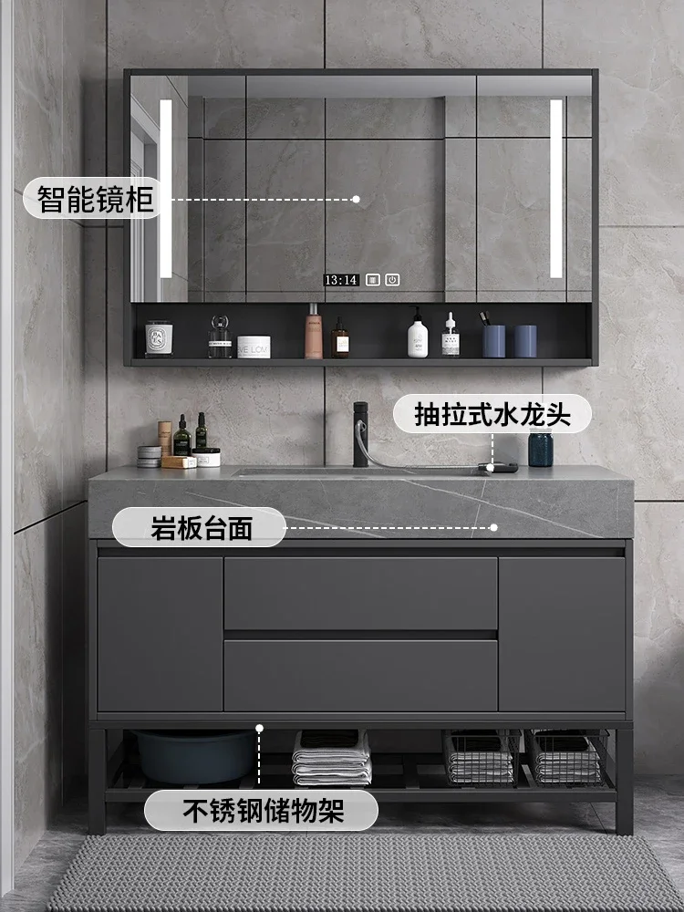 Rock board bathroom cabinet, bathroom washbasin cabinet, combination washbasin cabinet, integrated basin, solid woo