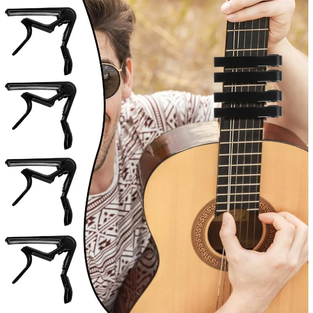 1 Pack Spring Loaded Guitar Capo Random Color, One Hand Quick Change Metal Capo with Anti-Scratch Silicone Pad, Universal Transposition Clamp for 6 String Acoustic Electric Folk Guitar Players