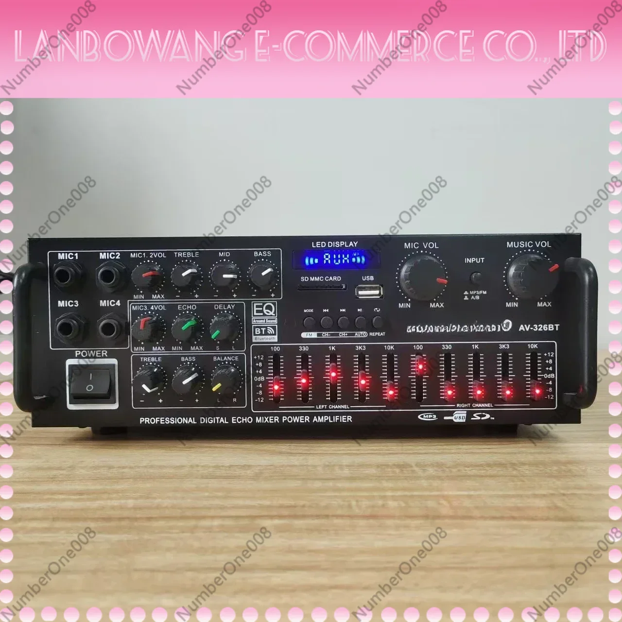 Durable  High-power Household Power Amplifier 12V/220V Bluetooth EQ Equalizer Car Outdoor Karaoke Dual-purpose Power Amplifier