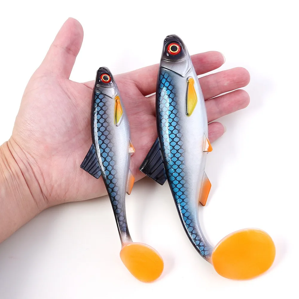

T-Tail 3D Eye Simulation Fishing Lure Baitfish Shad Realistic Action Soft Swimbait Paddle Tail Soft Bait T Tail Soft Baits Perch