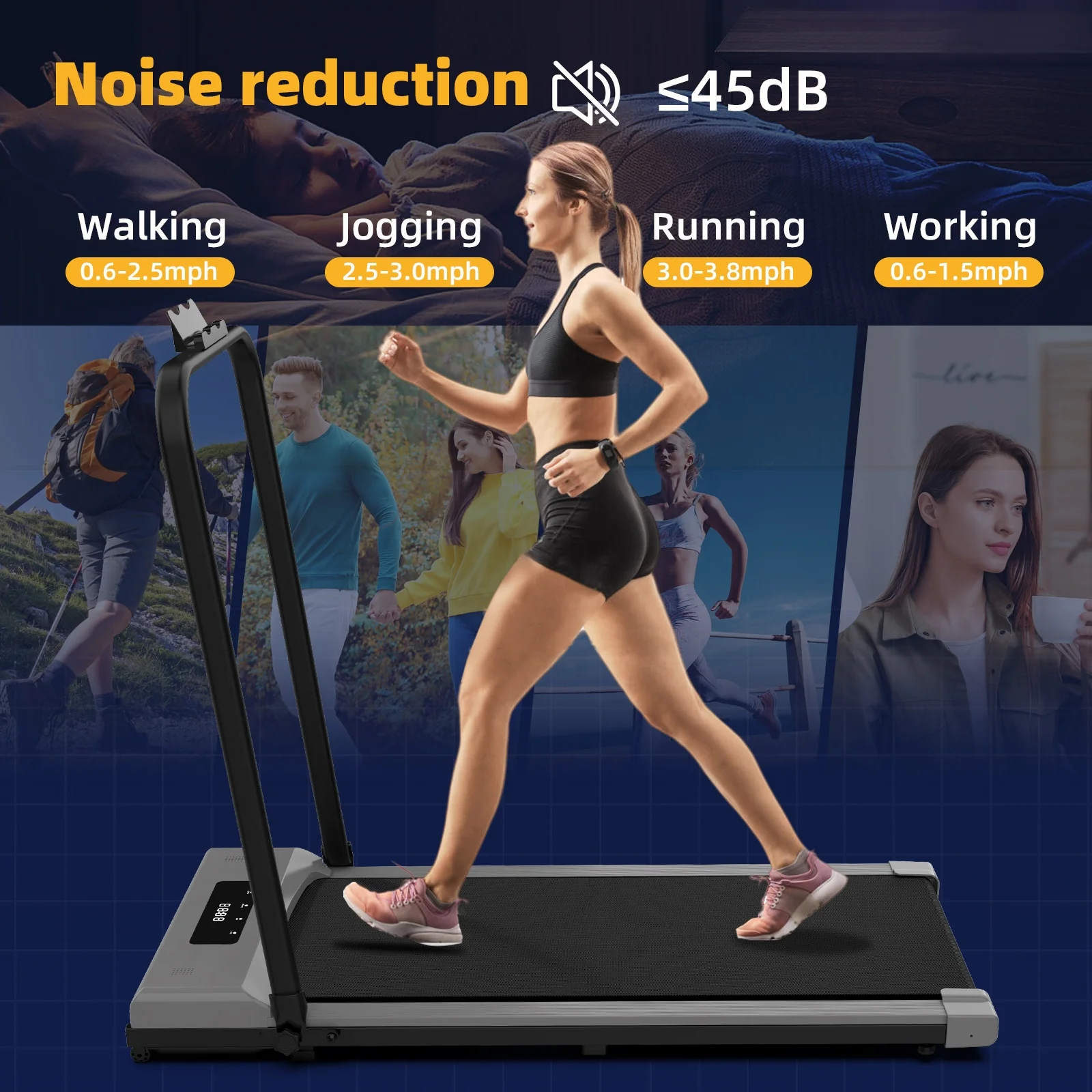 Professional Gym Equipment  Electric Foldable Treadmill Smart Folding Portable  Walking Pad Mini Desk Treadmill For Home Use