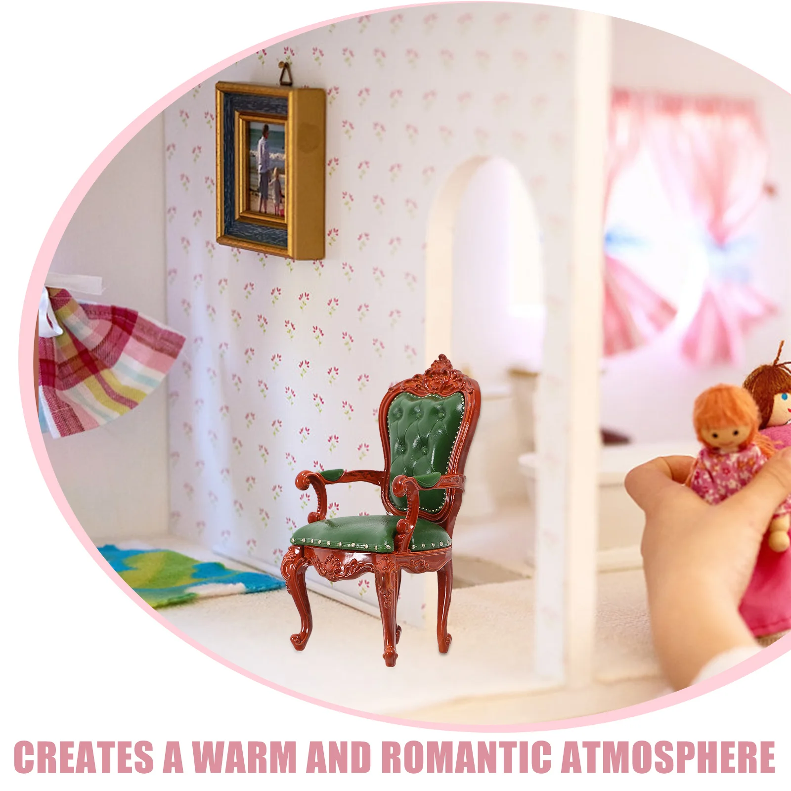 

Miniature Chair Green Vintage Style Realistic Shape PVC Material Wear Resistant for Mini House Decor Craft DIY Projects