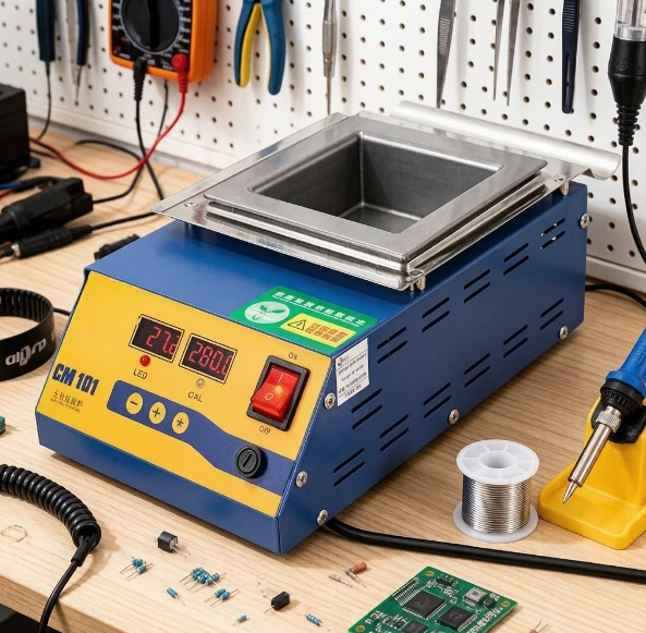 Lead-Free Titanium Soldering Pot 110V/220V Digital Display Constant Temperature Square Round Tabletop Tinning Machine for PCB