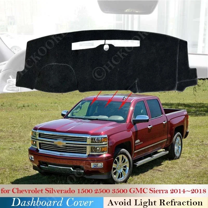 Para Chevrolet Silverado 1500 2500 3500 GMC Sierra 2014 ~ 2018 sombrilla accesorios de coche cubierta de tablero alfombrilla para tablero