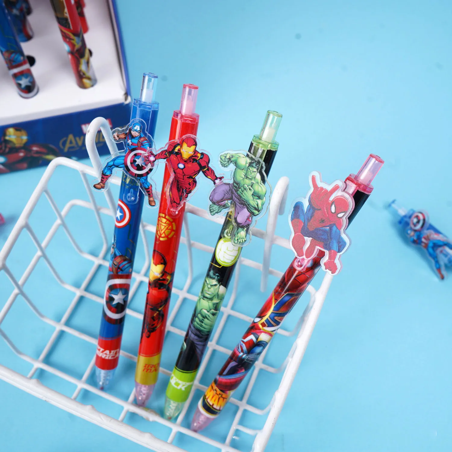12/48pcs For Marvel Gel Pens Quick-Drying Pens, Student Writing Cartoon Ballpoint Pen Press Pen Markings School Stationery Gift - view 4