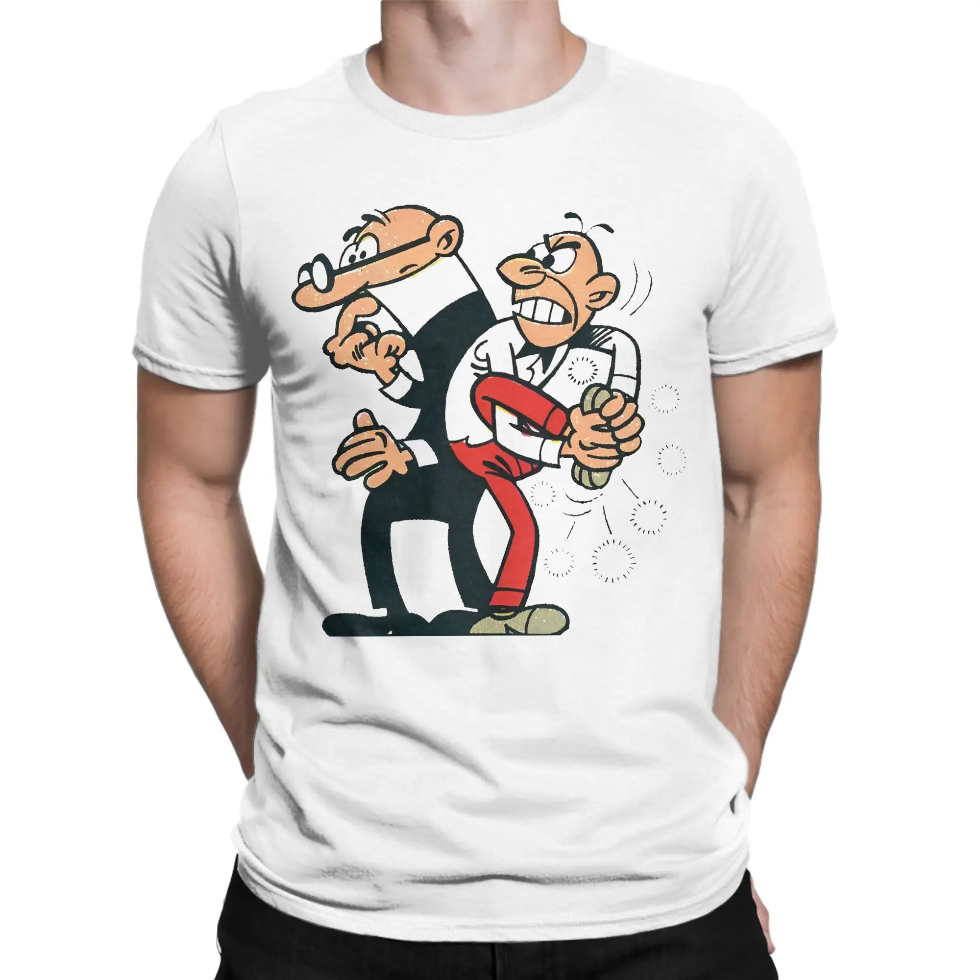 تي شيرت رجالي ونسائي مطبوع عليه Mort & Phil Mortadelo y Filemón تي شيرت من القطن الخالص ملابس