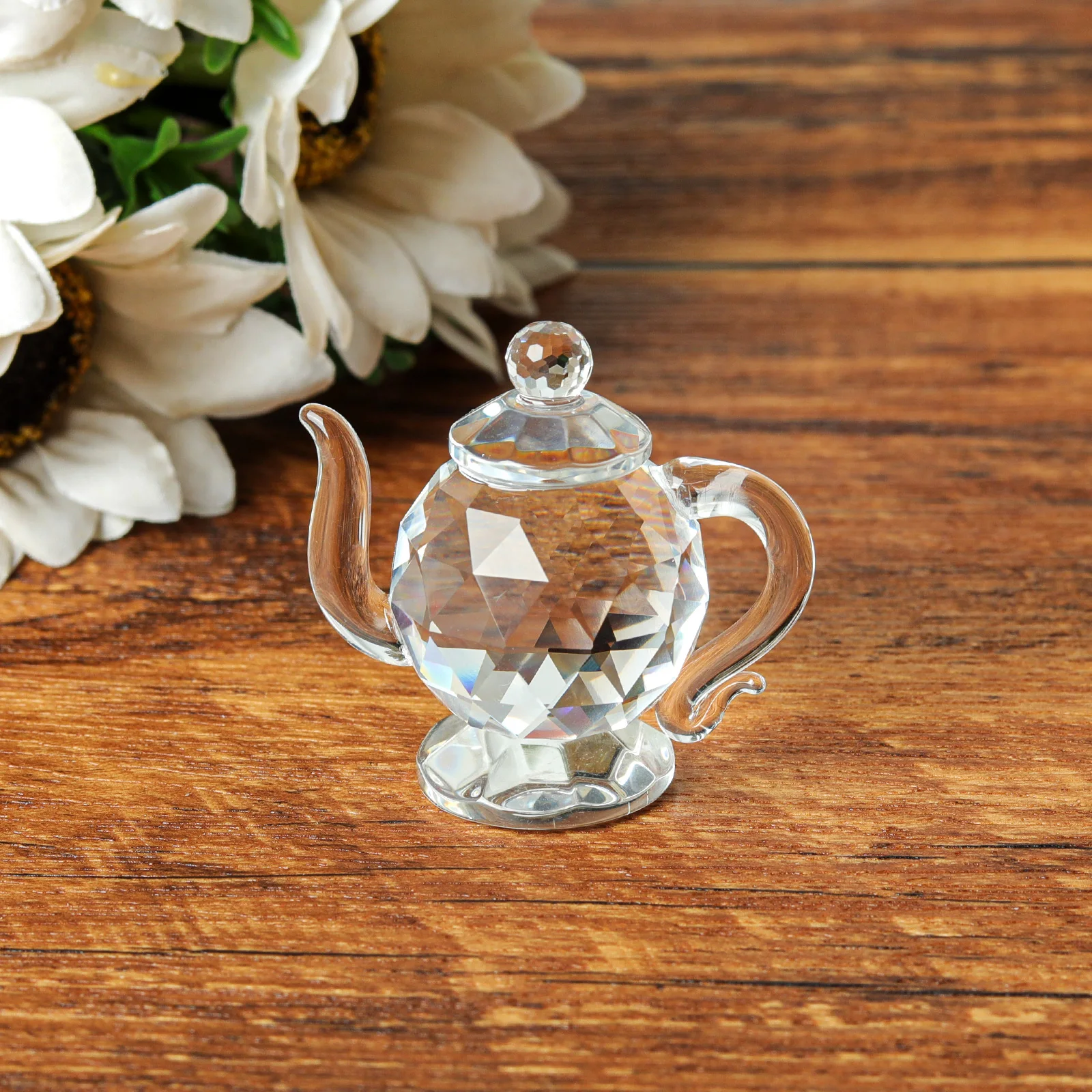 إبريق شاي كريستال شفاف ، هدية ثقل الورق ، زخرفة زجاجية ، ديكور مكتب