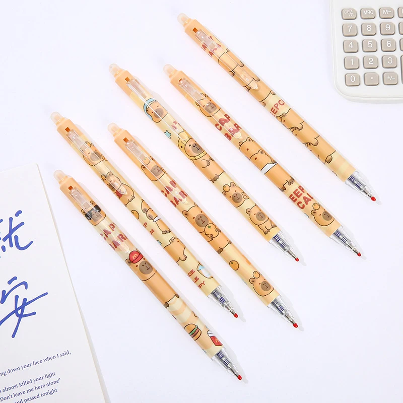 6Pcs Nette Capybara Gel Stifte Kawaii Neutral Stift Set Schnell Trocknende Blau Löschbaren Stifte Büro Schule Liefert Student schreibwaren