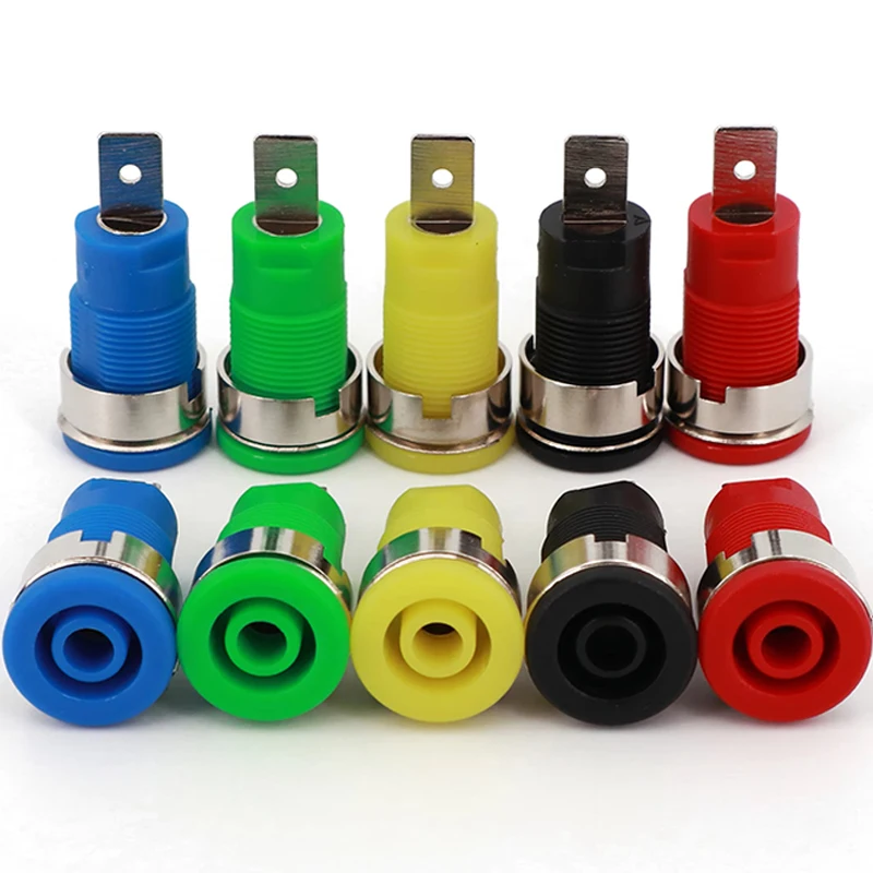 

40PCS Insulated Safety 32A 4mm Banana Socket Terminal 5 Colors Female Jack Panel Mount Socket Binding Post Wire Connector