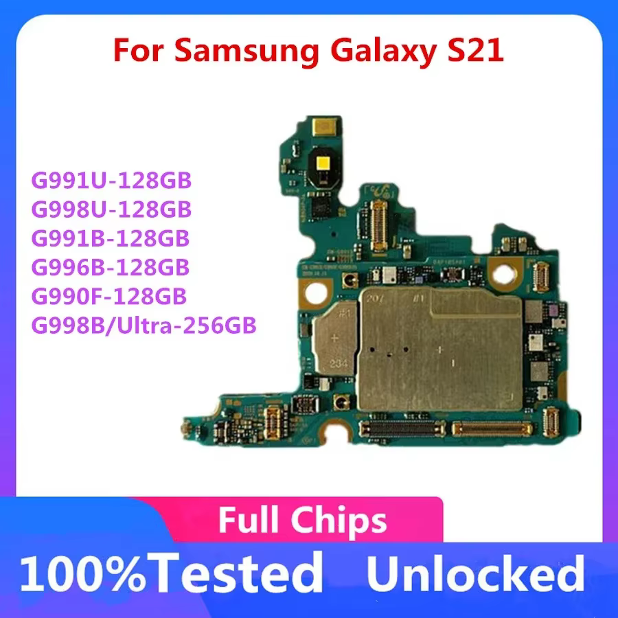 High-Quality Motherboard For Samsung Galaxy S21 Ultra, Full Chips, 128Gb Storage.