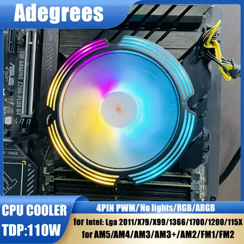 CPU Air Cooler AM4 No Light/RGB/ARGB Cooling Fan for Intel 775 2011 1700 1200 1150 1155 1156 1366 X79 X99 AMD AM3 AM5 Ventilador