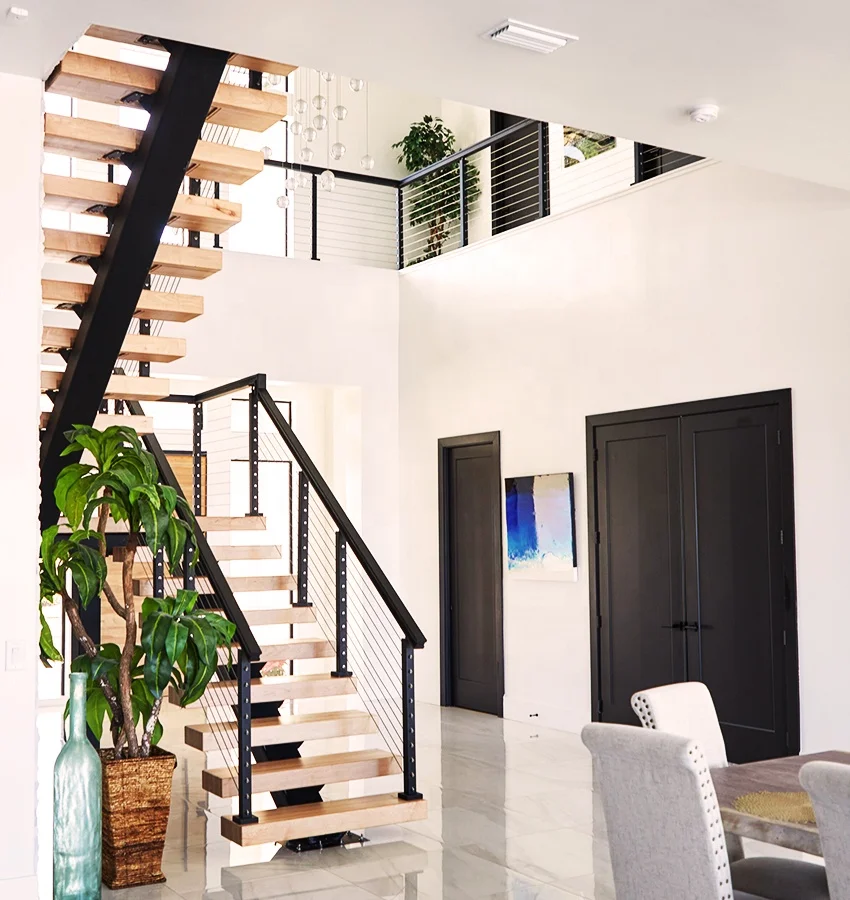 التخصيص أفضل بيع أحادية سترينجر الدرج تصميم الصلب المضادة للانزلاق درج فقي الدرج الداخلي الخشب الصلب مستقيم