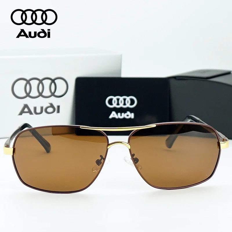 High Quality AUDI Genuine Sunglasses for Men Fashion Polarized Driving Eyewear Metal Frame Pilot Sun Glasses Original Box