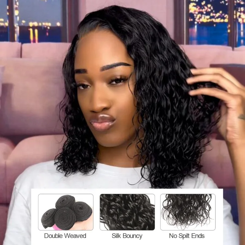 Klaiyi Water Wave Bundles 300g/400g Per Lot Natural Color 100% Human Hair Bundles Sew-in Hair Extensions