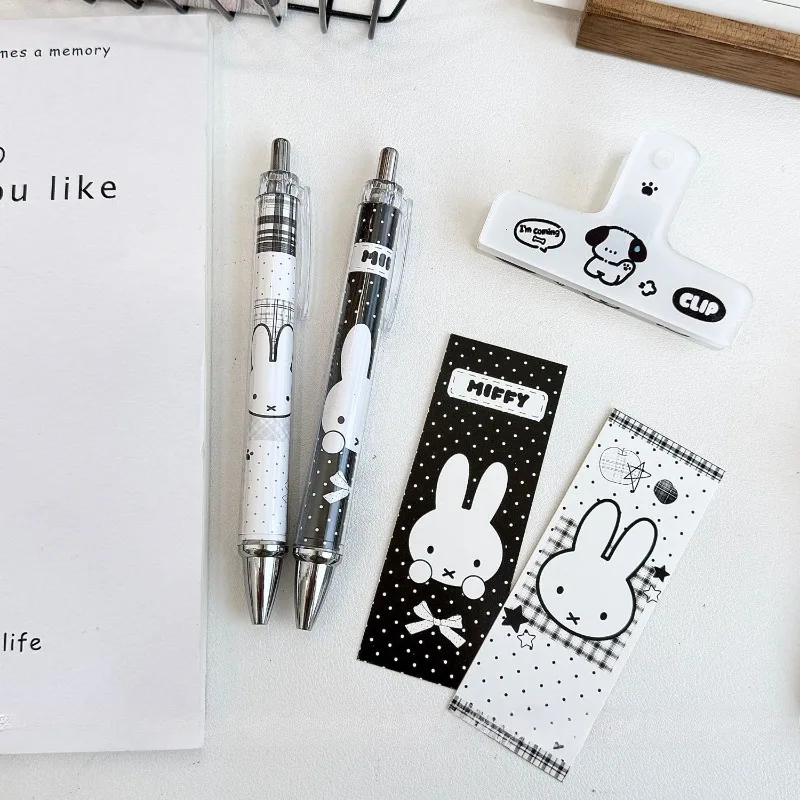 Miffy  Creative Click Pen Cartoon Cute Black and White Rabbit Print High-Value Portable Student Practice Durable Roll Paper Pen