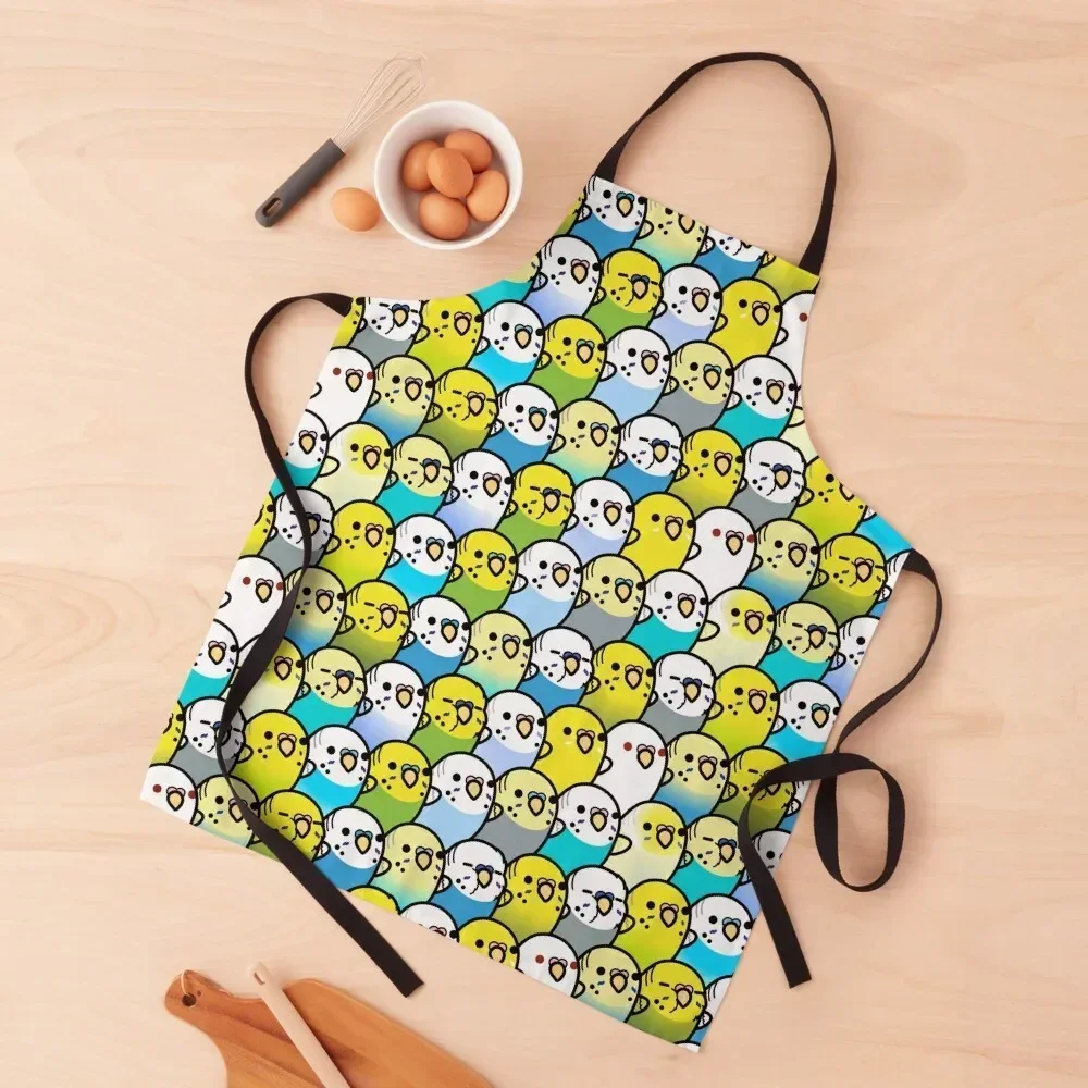 

Bunches of Budgies Apron Bib For Kitchen Chef Uniform Woman Dress Apron