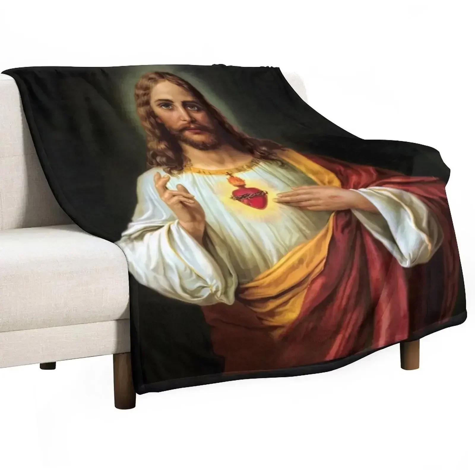 

Sacred Heart of Jesus Catholic Traditional Throw Blanket Furrys Moving Decorative Sofas Blankets