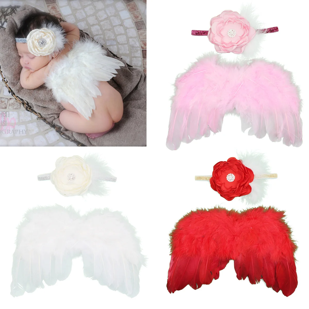 

2Pcs Baby Photography Outfit Wing Costume Set Kids Hundred Days Photo Props Infant Clothes Kids Costume Wing Photo Clothing