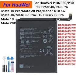 Bateria para Huawei P10 Plus, Honor 8X, View 10, V10, Mate 20 Lite, Nova 3/4, Baterias e Ferramentas, 3750mAh, HB386589ECW, 100% Original