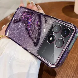 Xiaomi Poco X6 Pro 5G 케이스 럭셔리, Xiaomi Poco X6 M6 F6 pro 블링 충격 방지 커버 Fundas 용 블링 Quicksand 나비 케이스