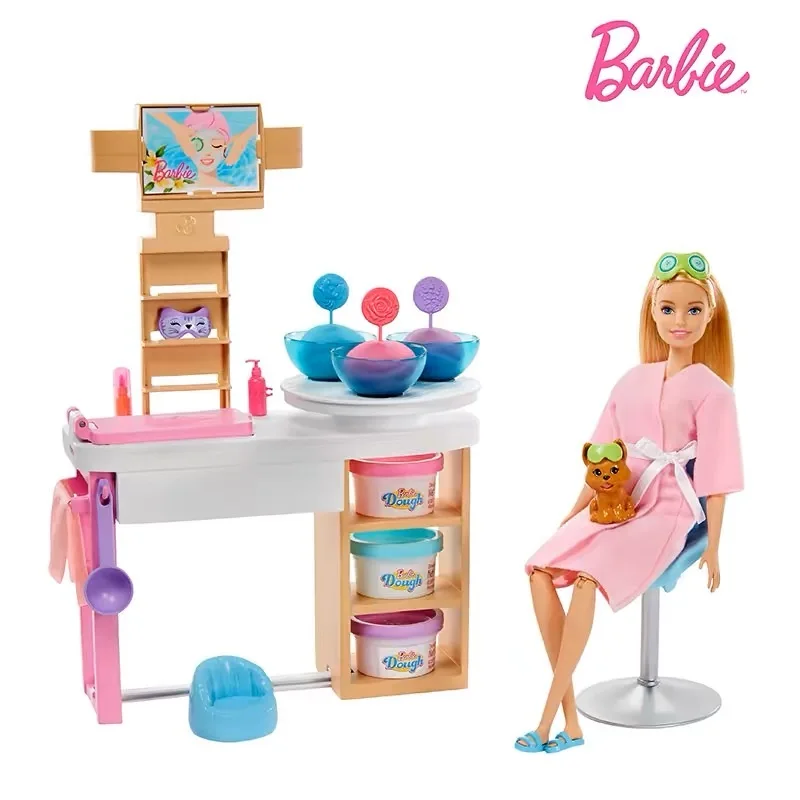 Barbie-Puppe, Gesichtsmaske, Spa-Spielzeug-Set, Selbstpflege Gjr84, Rollenspiel für Mädchen, reichhaltiges Zubehör, bewegliche Gelenke, Weihnachtsgeschenke für Mädchen