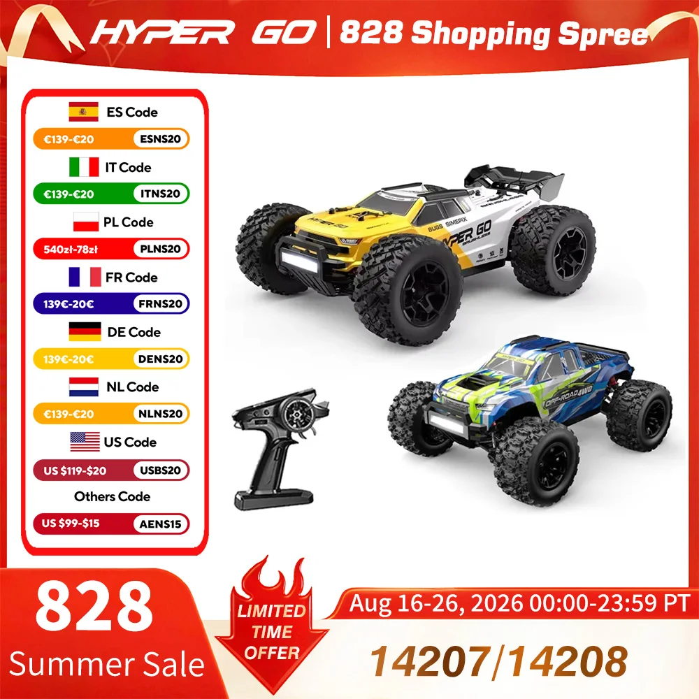 HYPER GO MJX 14207 14208 1/14 RC Auto 41-53 km/h Bürstenlosen 2,4G Fernbedienung 4WD Off-road High Speed RC Auto Lkw Hobby Spielzeug