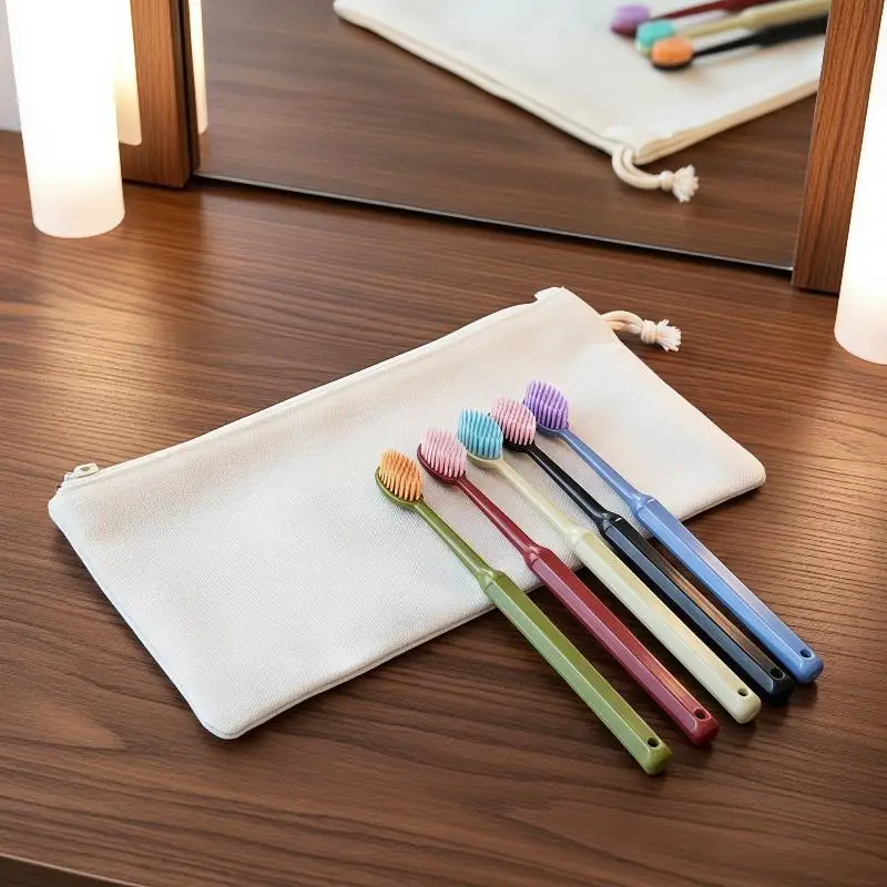 5 Pack Wide Head Soft Bristle Toothbrush Portable Deep Oral Cleaning Tool for Home Travel Family Use