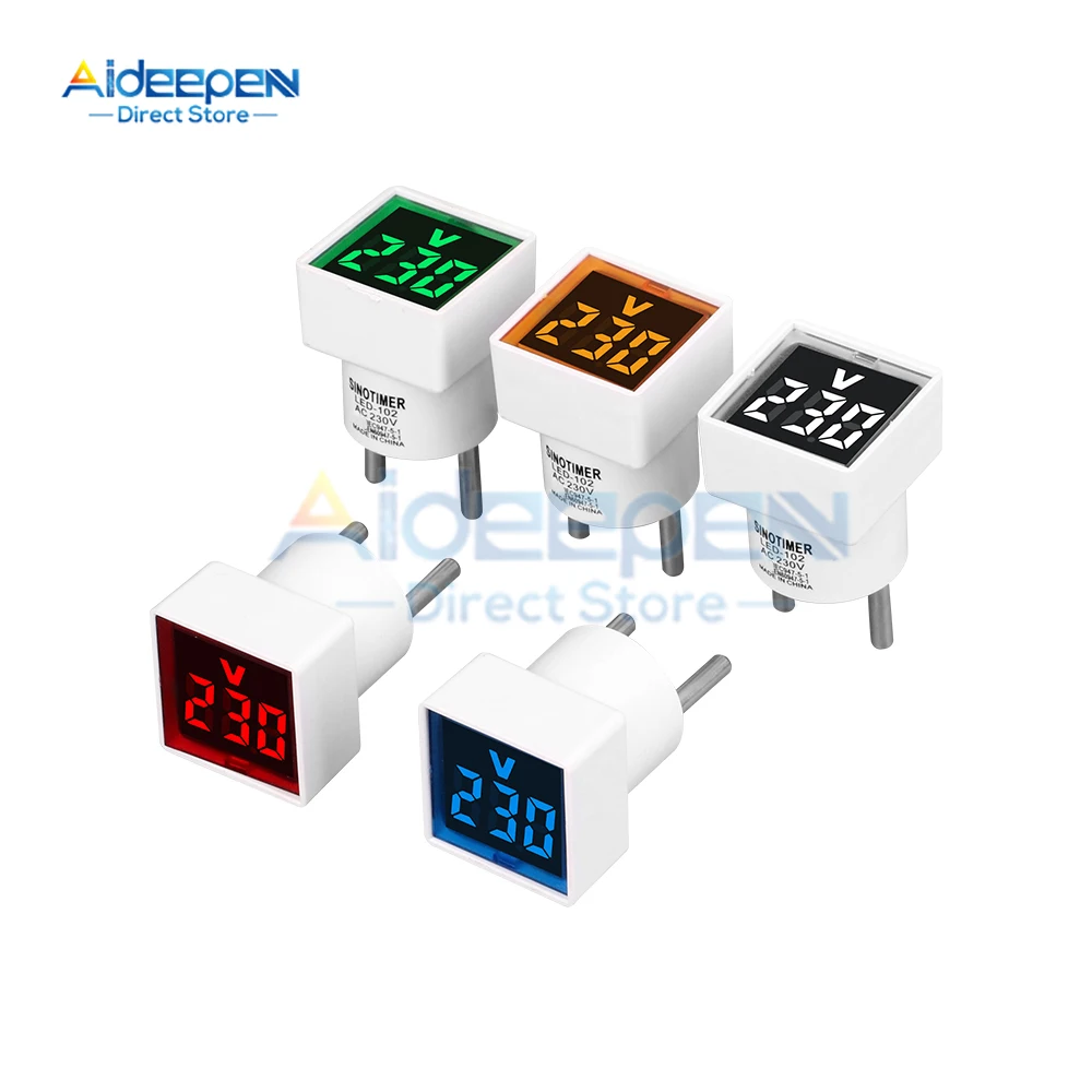 AC 220V 50~500V LED Digital AC Voltmeter Indicator Led Lamp Square Voltage Measuring Instruments Signal Light