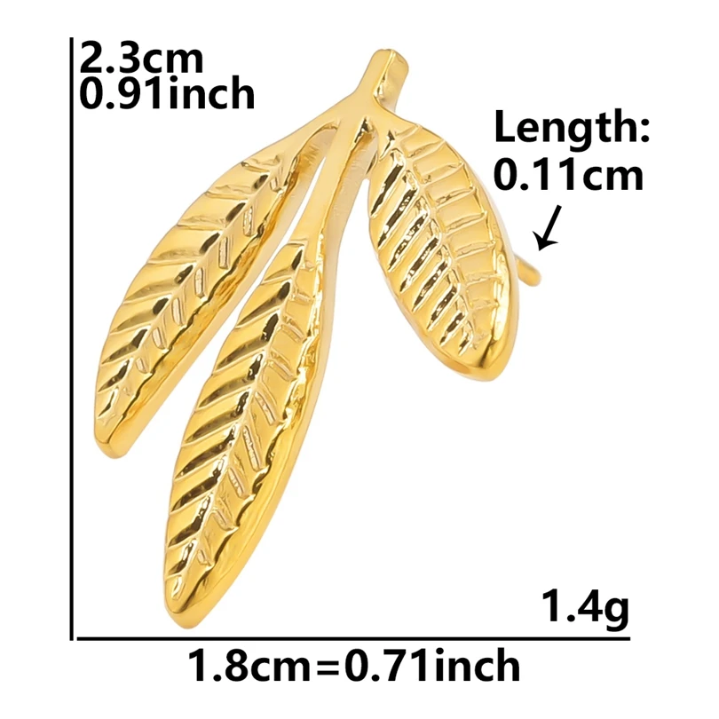 Advanced Fashion Tree Leaf Earring Gold Plated Silver/Color 2024 New Style Stainless Steel No Fading  Earrings With Earplugs