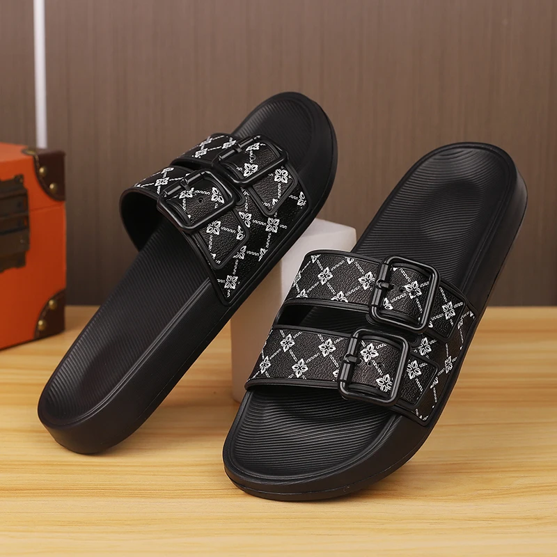 

YRZL Mens Sandals 2025 Summer Slides Breathable Slippers Comfortable Anti-Slip Thick Sole Casual Beach Shoes for Men Outdoor