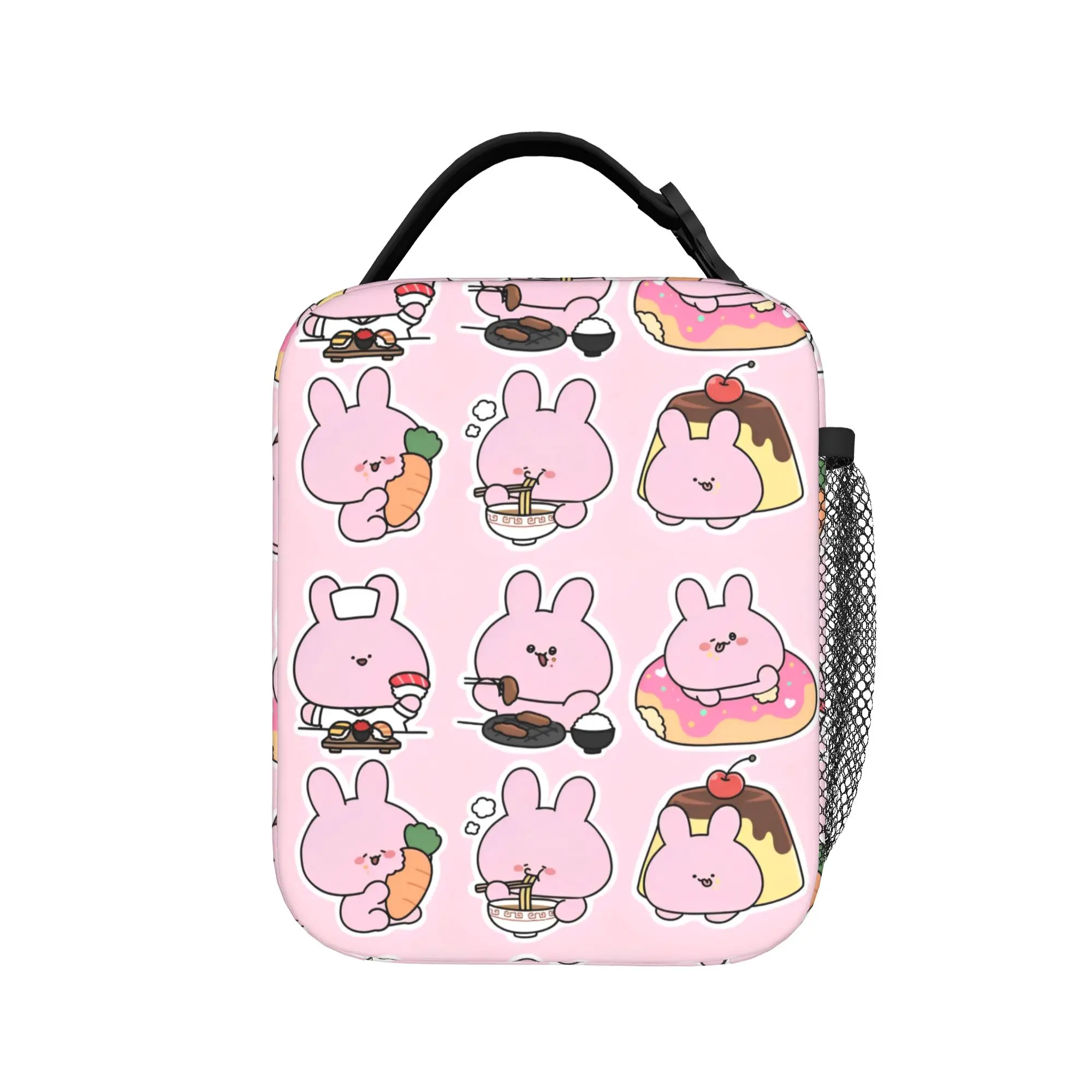 Asamimichaan Asleep Cartoon Insulated Lunch Bags High Capacity Cute Asamimi Meal Container Cooler Bag Tote Lunch Box Office