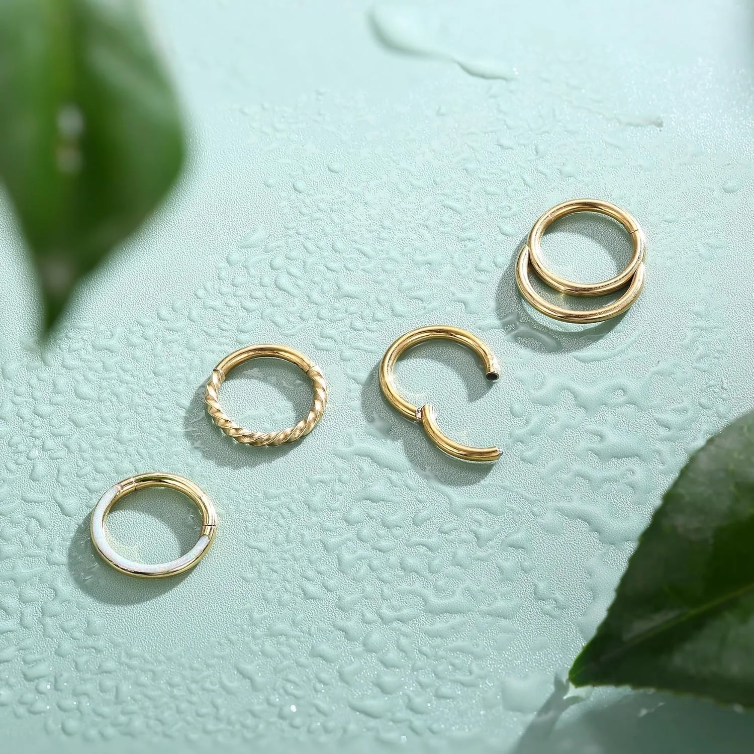 Florideco 4Pcs 316L Surgical Steel Nose Ring  Septum Hoop for Women Men Clicker CZ Nose Hoops 16G Nose Piercing Jewelry 8mm