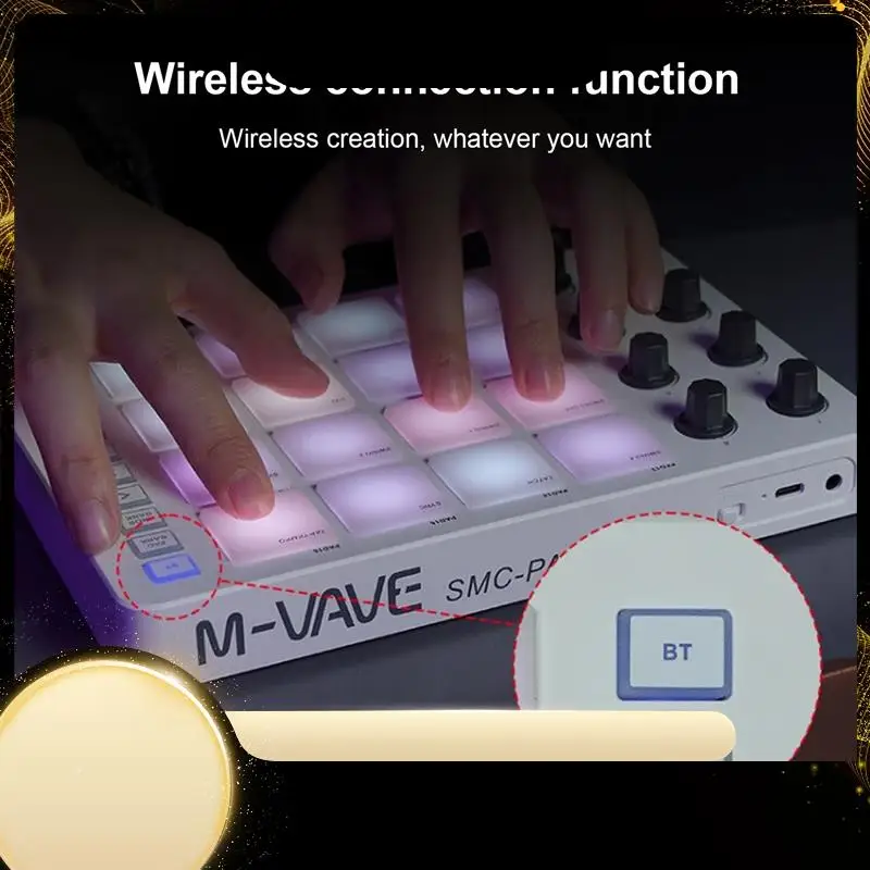 

M-VAVE MIDI-контроллер Strike Pad Kit RGB Подсветка MIDI-клавиатура BT Разъем Низкая задержка Выходной интерфейс 3,5 мм Набор MIDI-кладок