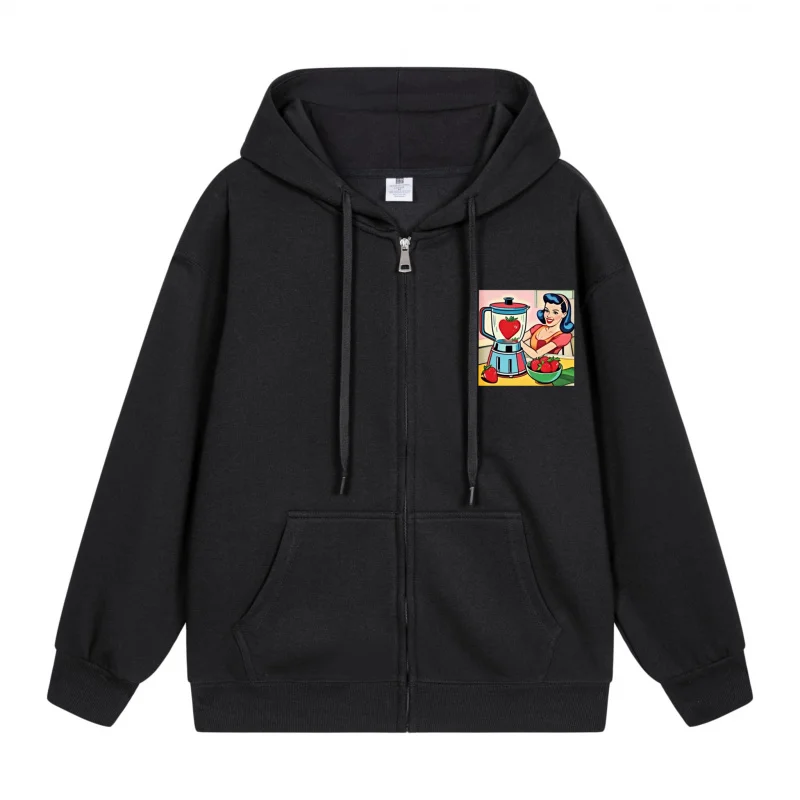 

Men's Zip-Up Hoodie Colorful Artwork On Black Hoodie 2025 New Style Casual Couples’ Style Casual and Loose