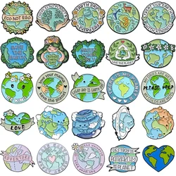 Protect Earth Environment Awareness Enamel Pins Green Healthy Plants Brooches Lapel Badge Cartoon Creative Clothes Jewelry Gift