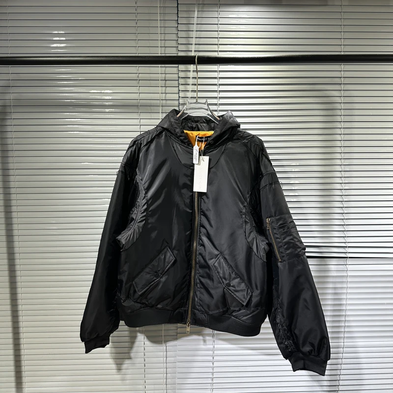 

Project G/R's Heavyweight Cotton Jackets High-quality Orange-lined Cotton Casual Zip-up Overcoat Men's Flight Jacket