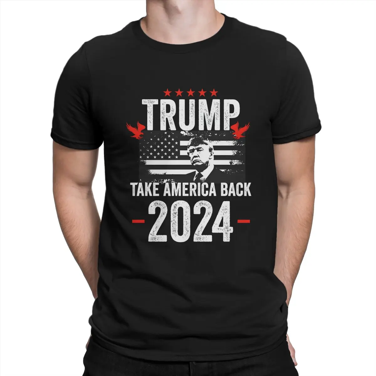 Crazy Donald Trump 2024 Take America Back Election - The Return T-Shirt for Men O Neck Pure Cotton T Shirt I support trump Short